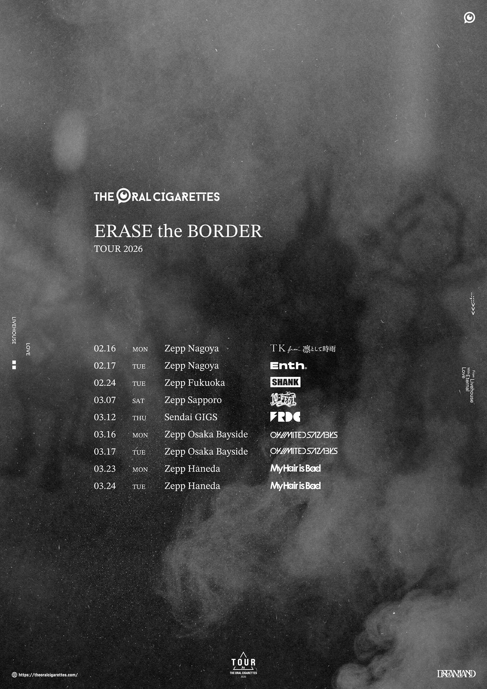 【大阪】THE ORAL CIGARETTES "ERASE the BORDER TOUR 2026" (Zepp Osaka Bayside)
